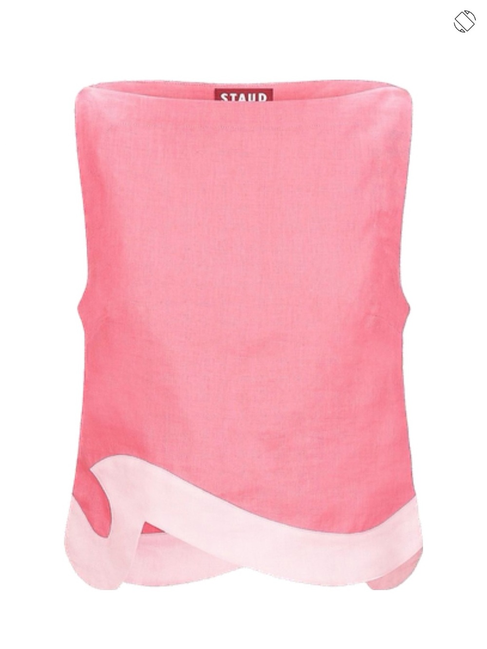 STAUD Raphael Two-Tone Linen Top. Coral Paradise Pearl Pink